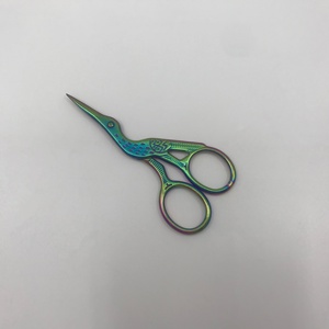 Rainbow Titanium Makeup Eyebrow Nose Embroidery Scissors Stork Scissors Eyebrow Trimmer Scissors