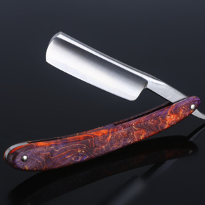 Single Blade Carbon Steel Straight Razor Stained Wood Handle